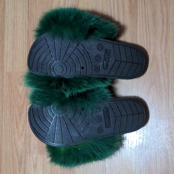 Green Mink Fur Slippes 6 Slides EU 37 - Picture 2 of 2